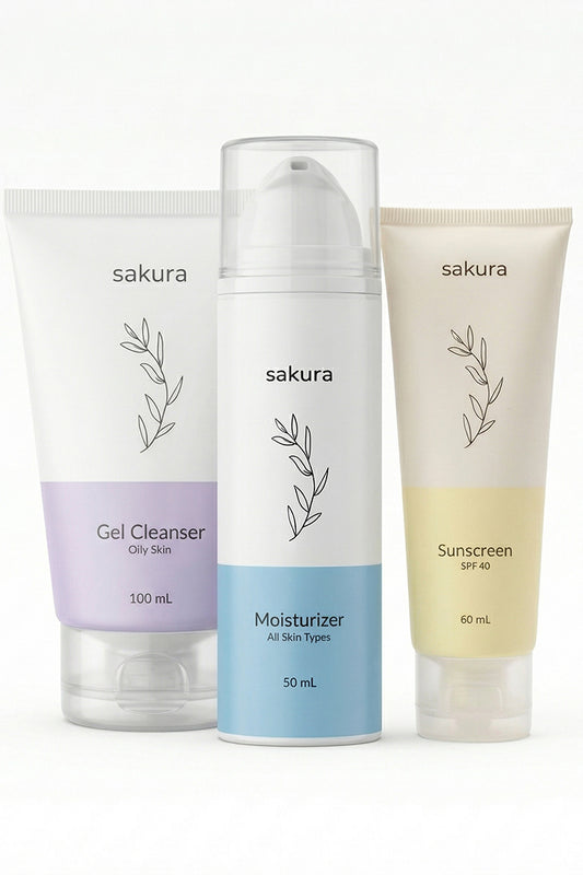 (Oily Skin Gel Cleanser + All Skin Moisturizer + Mineral Sunscreen) ๐